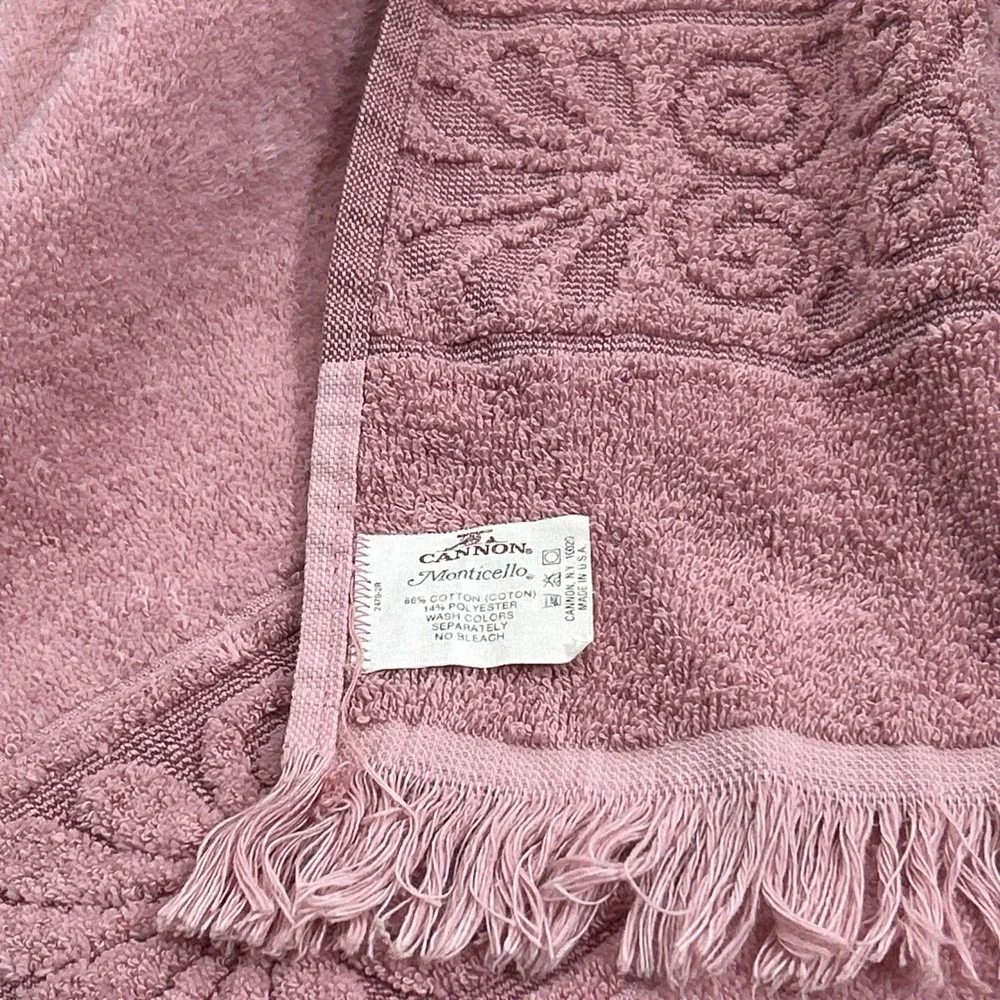 Vintage Cannon Monticello USA  Rose Pink Bath And Hand Towel